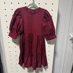 NWT En Saison Maroon mini dress with bell sleeves